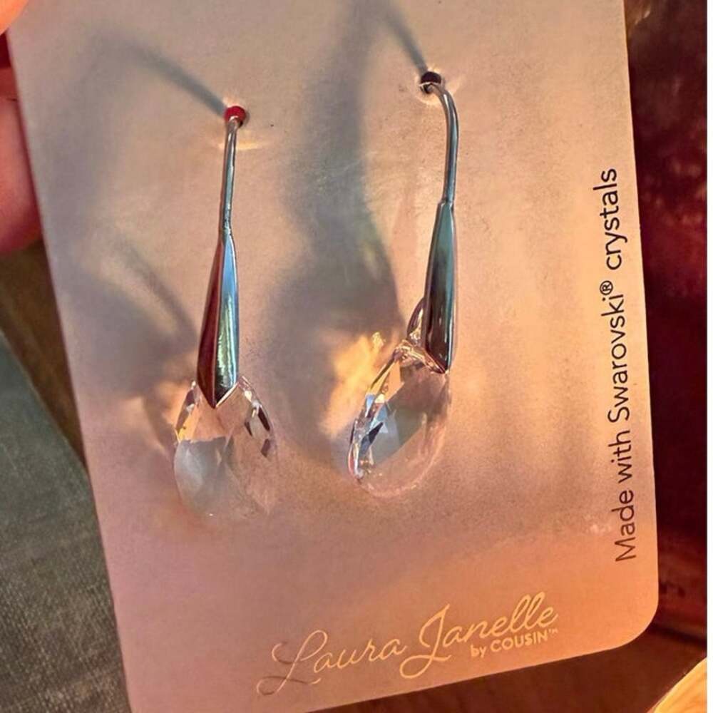 Clear Swarovski Crystal Laura Janelle Drop Earrings NWT